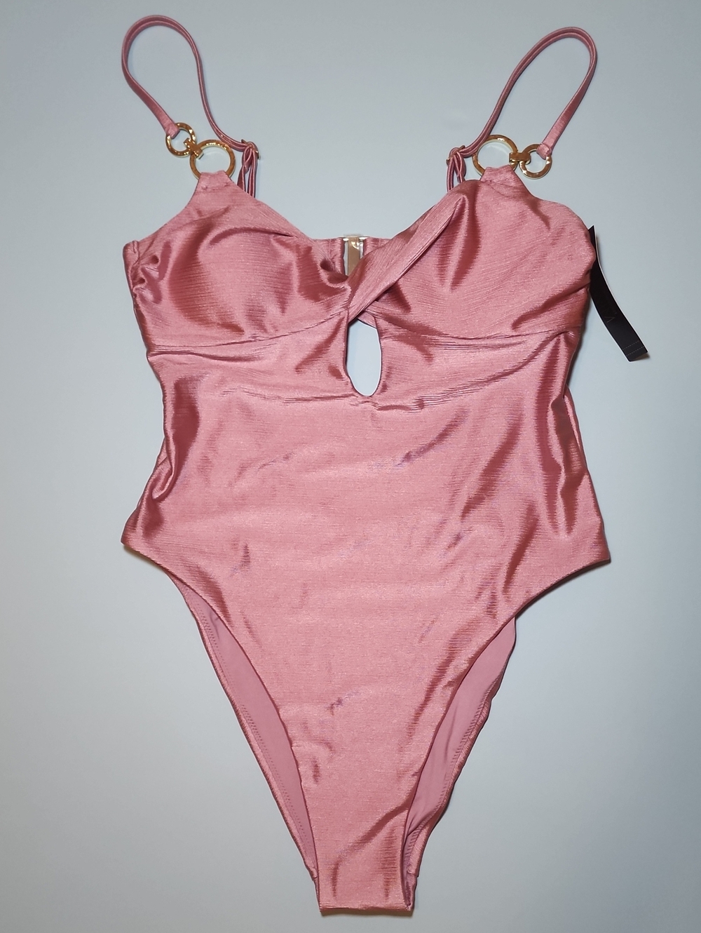 Victoria's Secret Swim Dusk Rose Glam Rings Twist One-Piece Swimsuit Size S NWT